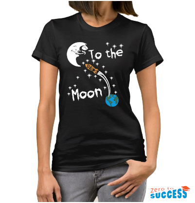 Дамска черна тениска To the moon bitcoin